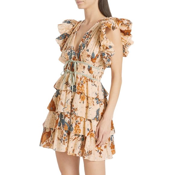 Ulla Johnson Marni Floral Print Ruffled Mini Dress in Size 2 - Picture 2 of 13